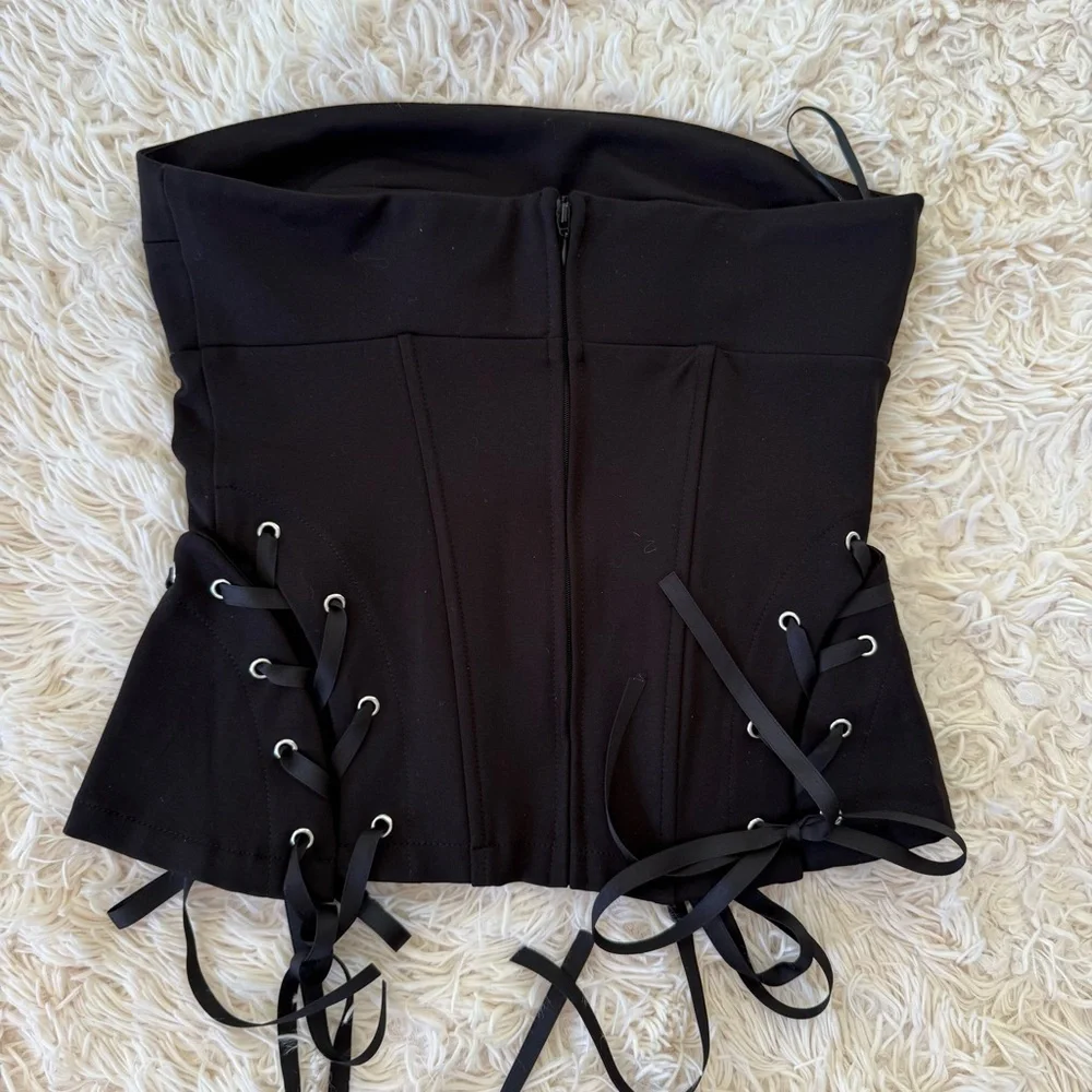 Forever 21 3-Piece Corset Mini Skirt Set Black Champagne Size M NWT